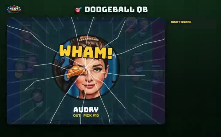 A player getting knocked out in Draft Randomizer's Dodgeball QB mode