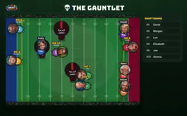 Draft Randomizer deciding the pick order on the field with a live draft board